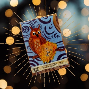 La Fuerza carta de Tarot, ACEO original, Arcanos Mayores