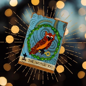 El Mundo carta de Tarot, ACEO original, Arcanos Mayores