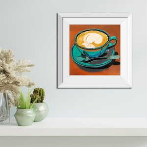 Cappuccino art print, Digital downloadable print, Printable wall art, Colorful print, Instant download, Coffee cup painting illustration image 4