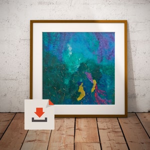 Acrylic Art Print, Abstract Wall Art, Abstract Poster,  Green Blue, Turquoise  Decor, Digital Print, Printable Art, Digital download,