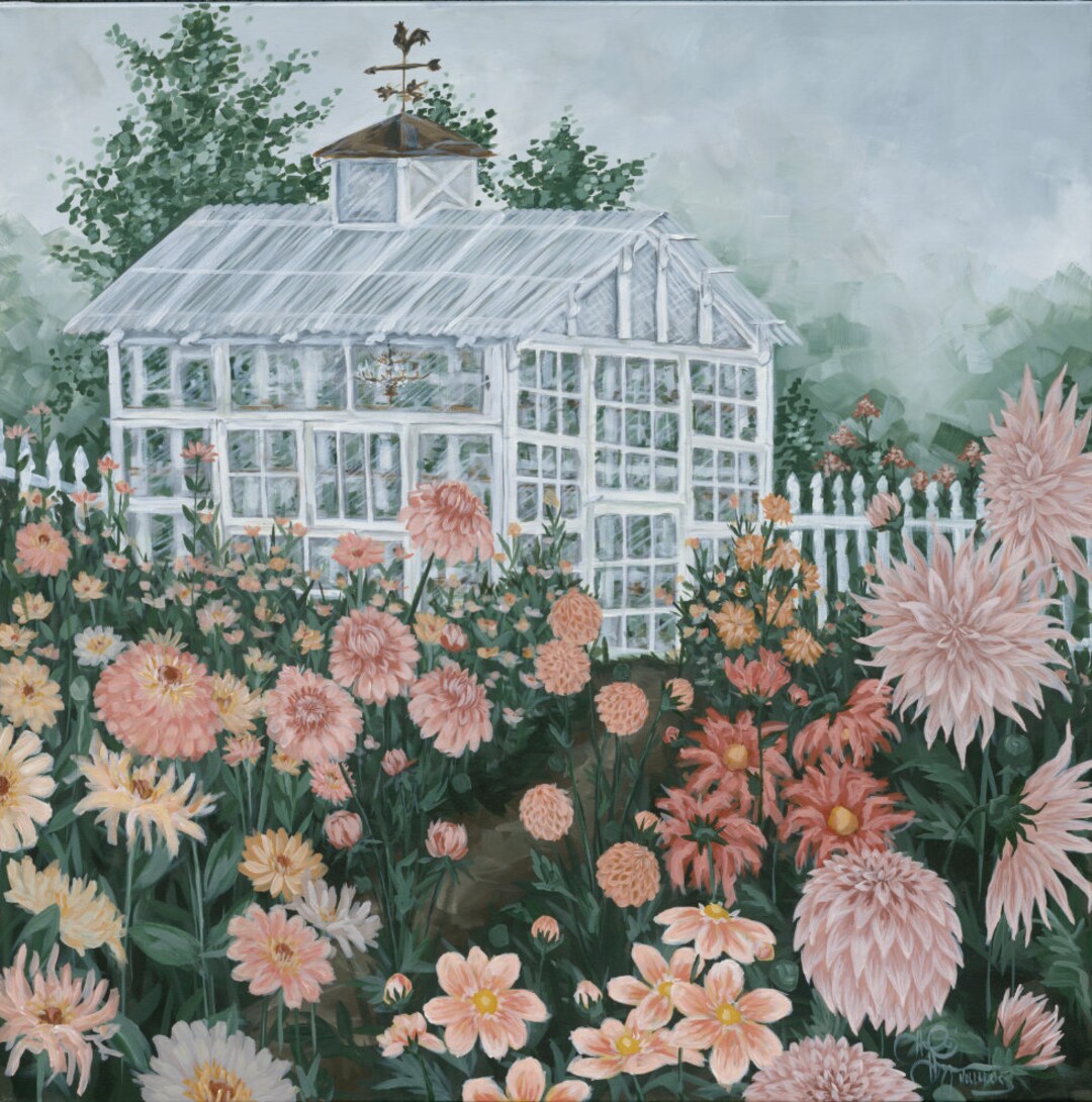 Greenhouse And Garden Paper Print Etsy