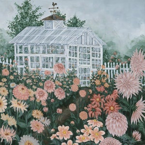 Greenhouse and Garden Paper Print