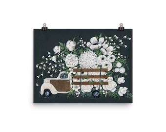 Wood Flower Farm Truck Paper Print