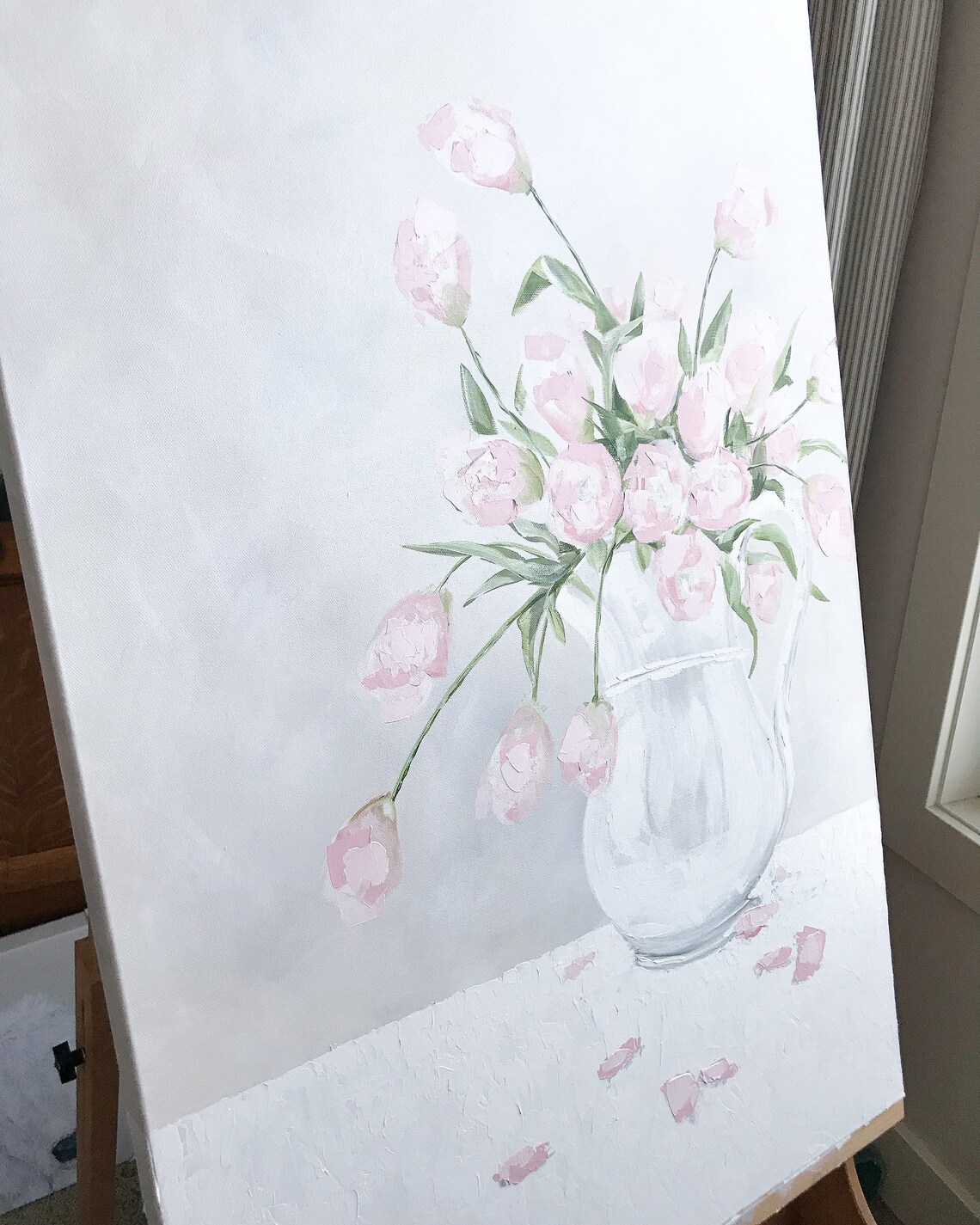 Pink Tulips in Ironstone Printed Canvas Etsy
