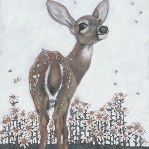 Fawn in Sunflowers  Paper Print