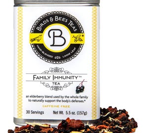 Family Immunity Tea - Immunity Support Tea - Herbal Tea Blend - Elderberry Base, with Goji Berries, Cinnamon, Astragalus, Rosehips