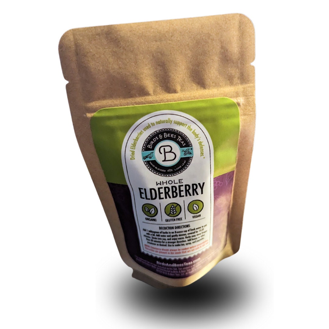 Organic Dried Elderberry - Starter Bag - Delicious for Tea, Tincture or Gummies!