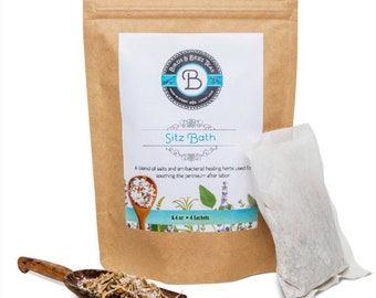 Postpartum Care Package and Bath Salts -  Sitz Bath Postpartum Tea - Pregnancy Skin Care - After Labor Care - Four Sachets