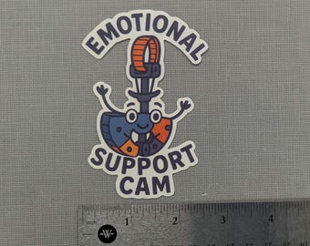 Emotional Support Cam Funny Rock Climbing Vinyl Sticker