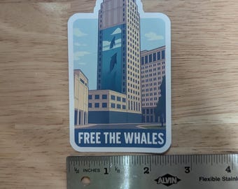 Free The Whales Detroit Vinyl Sticker
