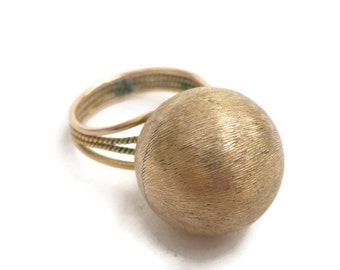 Jaren 1970 14KT Gold Ball Ring Florentine