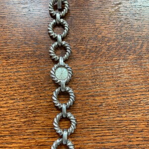 Vintage Bucherer 17 Jewel Swiss Sterling Silver Circle Link Bracelet Watch 1960