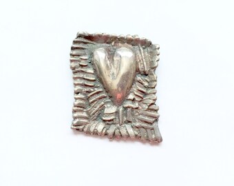 Gestileerde Sterling zilveren hart broche/Pin Abstract