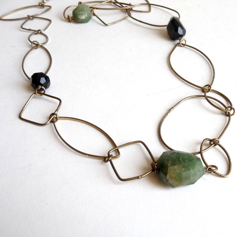 Brass Link Necklace with Agate image 2