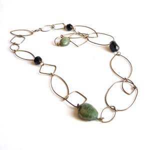 Brass Link Necklace with Agate image 1