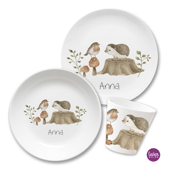 Plato infantil con nombre, vajilla infantil de melamina, regalo