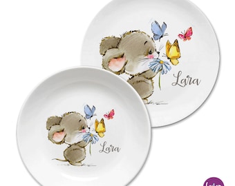Children's plate with name, children's crockery set, melamine, BPA-free, personalized, baptism gift, baptism gift, birth, first birthday, mouse
