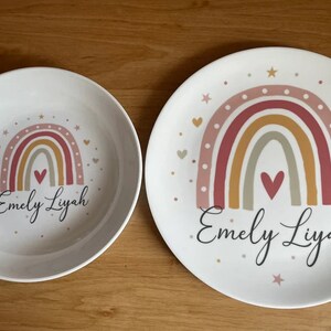 Children's plate rainbow, children's tableware, birth plate personalized with name, baptism plate, baptism gift, birth gift, baptism, melamine image 9