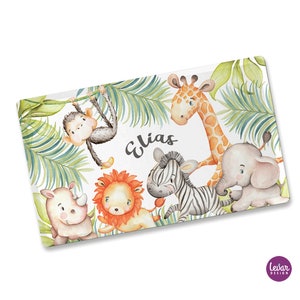 Kinderteller mit Namen, Kindergeschirr, personalisiert, Dschungeltiere, Taufgeschenk, Geschenk Taufe Geburt, Geburtstag, Löwe, Affe, Giraffe image 7