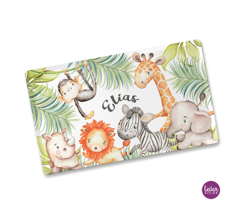 Kinderteller mit Namen, Kindergeschirr, personalisiert, Dschungeltiere, Taufgeschenk, Geschenk Taufe Geburt, Geburtstag, Löwe, Affe, Giraffe image 7