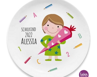 Children's plate BPA free, personalized with name, school enrollment gift, back to school, girl, boy, children's tableware melamine, school child