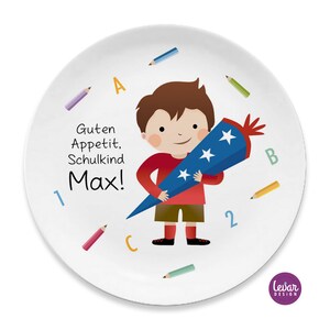 Kinderteller BPA frei, mit Namen personalisiert, Geschenk Einschulung, Schulanfang, Mädchen, Junge, Kindergeschirr Melamin, Schulkind Bild 4