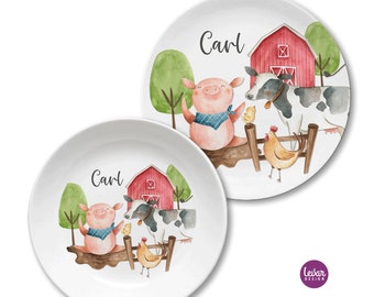 Children's plate with name, children's tableware melamine, personalized children's gift, baptism gift, birth gift, first birthday, farm