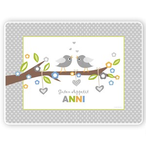 Placemat, placemat, placemat birds personalized with names, placemat, girls, school, kindergarten, first birthday, wipeable image 3