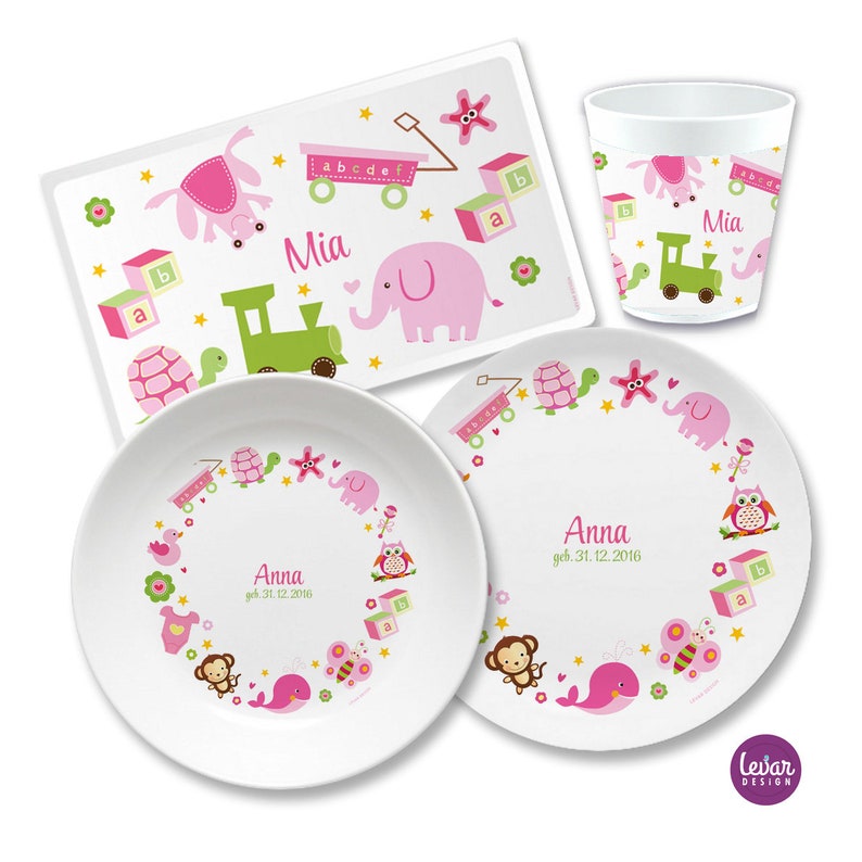 Children's plate toy, children's tableware, birth plate personalized with name, baptism plate, baptism gift, birth gift, baptism, melamine image 3