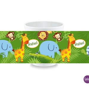 Children's plate personalized with name, christening gift, birth, first birthday, children's tableware set, children's gift, jungle, Levar design image 8