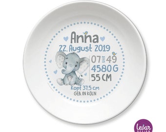 Birth plate, BPA free, baptism plate, children's tableware set, plate, koala, personalized with name, baptism gift, birth gift, elephant