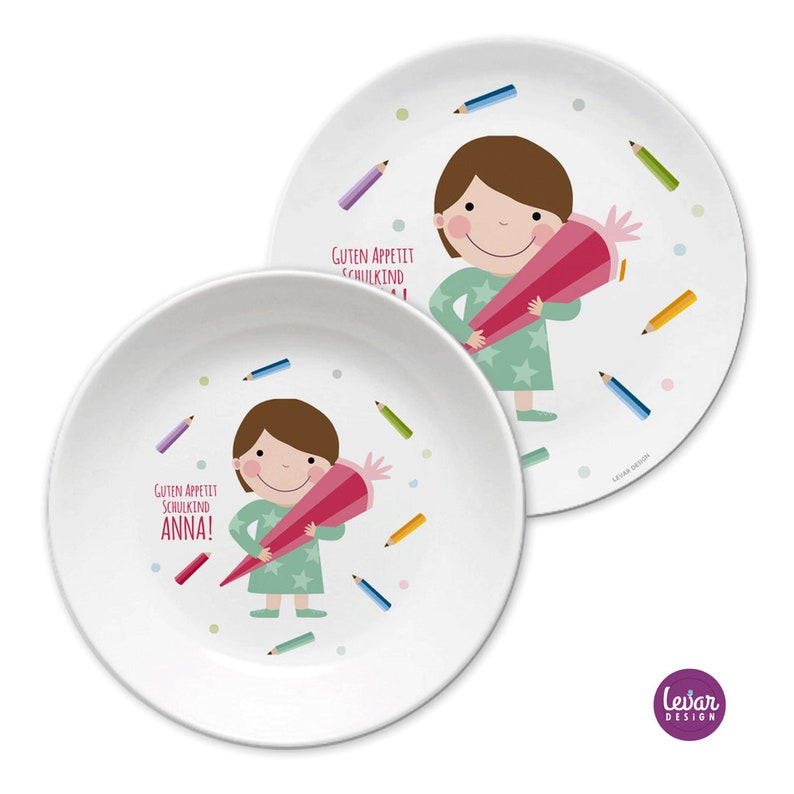 Children's plate BPA free, personalized with name, school enrollment gift, back to school, girl, boy, children's tableware melamine, school child image 8