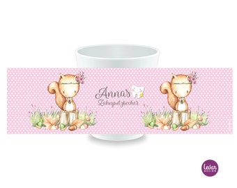 Toothbrush cup BPA free | Squirrel | personalized with name for girls