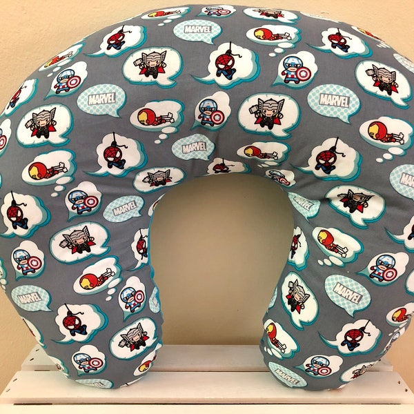 Marvel Avengers Superhero Character Bubbles Kawaii Nursing Pillow Cover - Captain America, Spiderman, Thor, Iron Man - ADD A MATCHING BIB!