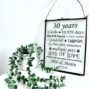 Wedding Anniversary Frame for 30th Wedding Anniversary Gift, Personalised Pearl Anniversary Frame