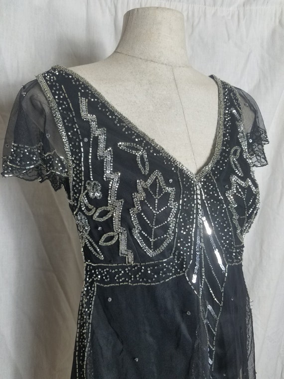 Flapper Style Silver Beaded Top