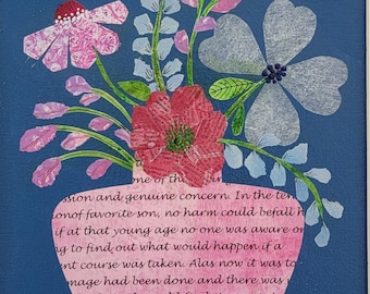 Mixed Media Floral Collage Art Work