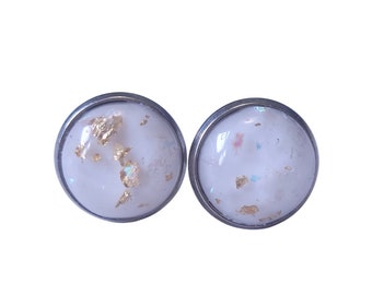 Clous d'oreilles paillettes d'or blanc : acier inoxydable scintillant chic