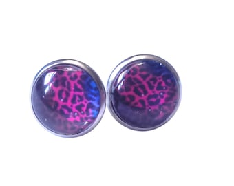 Puces d'oreilles léopard : chatons colorés en acier inoxydable, 12 mm