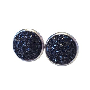 Black Sparkly Earrings, Black Stud Earrings Hypoallergenic, Everyday Earrings, Glitter Jewelry, Best Friend Birthday Gifts, Black Studs