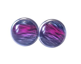 Puces d'oreilles imprimé zèbre : acier inoxydable coloré 12 mm