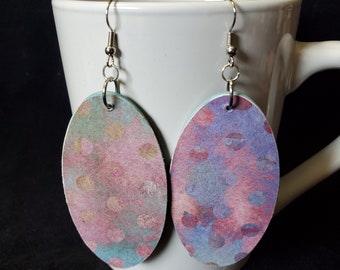 Tie Dye Earrings - Wooden Earrings - Wooden Dangle Earrings - Polka Dot Earrings - Wood Earrings - Oversized Earrings - Dangle Earrings