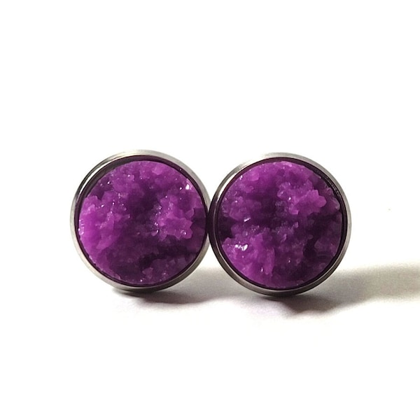 Purple Stud Earrings, Purple Earrings Boho, Iridescent Earrings, Sparkly Stud Earrings, Everyday Earrings Studs, Glitter Stud Earrings