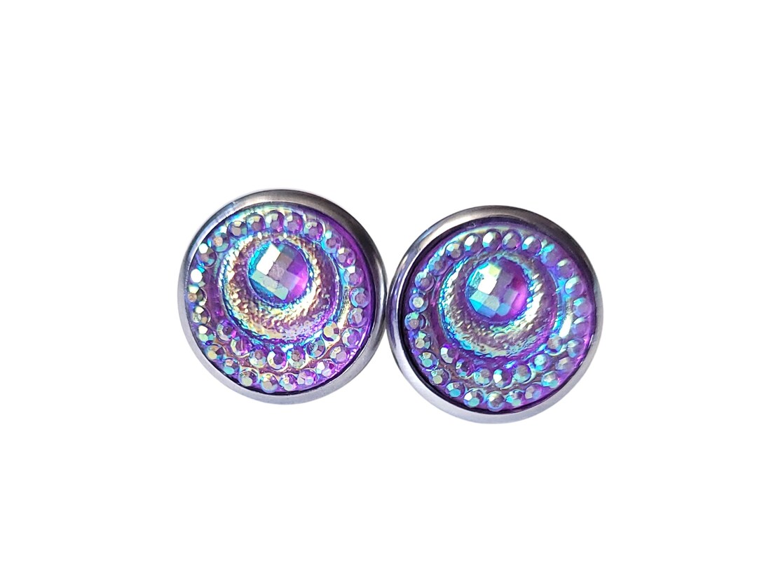 Purple Rhinestone Stud Earrings main image 0