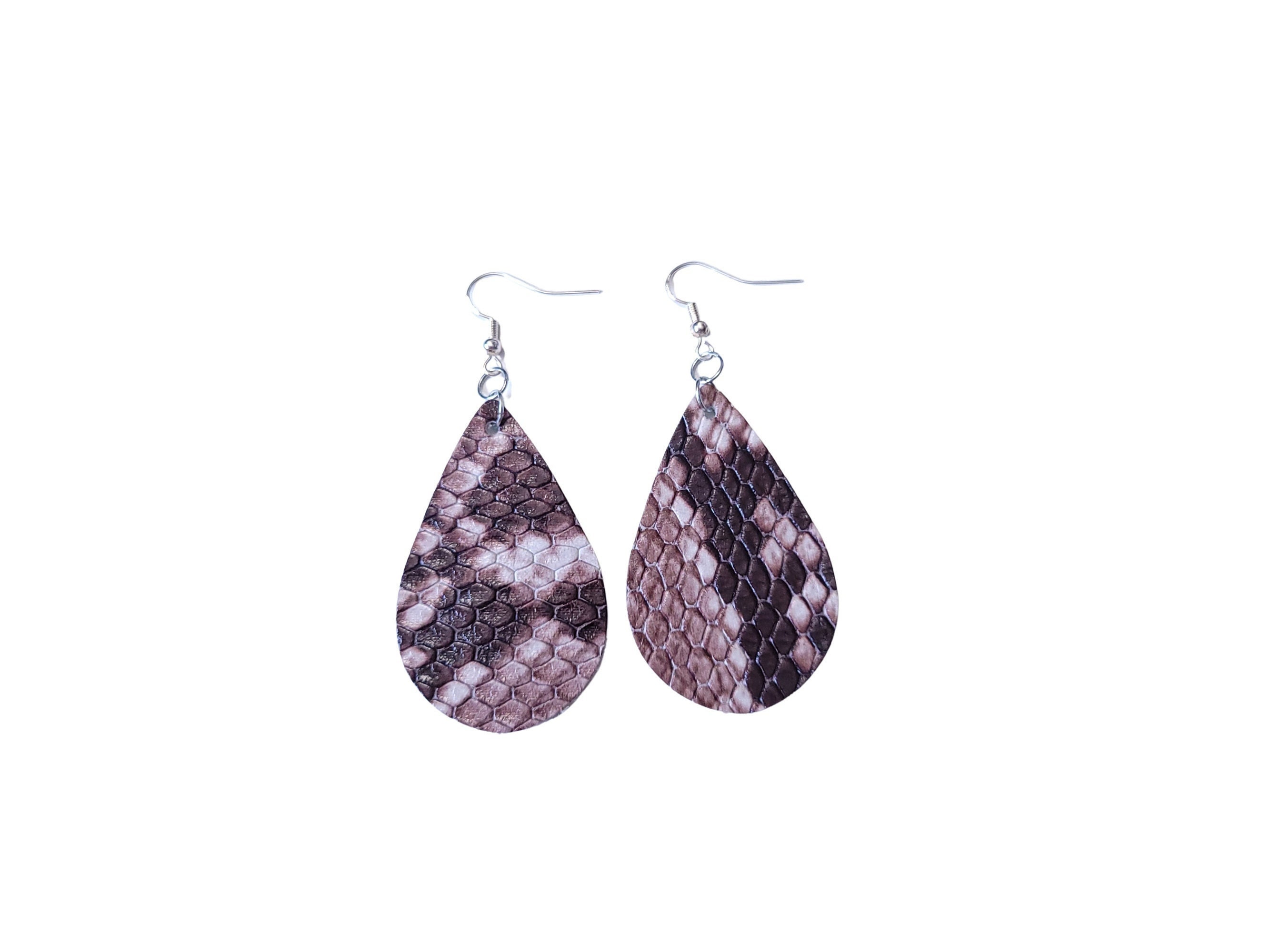NEW & UNWORN Exotic Python Print Enamel Teardrop Earrings ?? Acrylic Python Snake Statement Earrings – St. Armands  main image 4