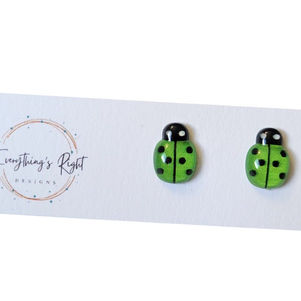 Green Ladybug Earrings, Earrings For Spring, Best Gifts For Her Sister