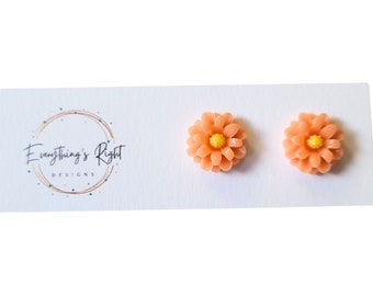 Orange Spring Flower Earrings Stud, Earrings For Summer, Best Gifts For Her Birthday