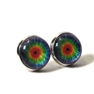 Tie Dye Earrings, Rainbow Earrings Stud, Colorful Jewelry, Tie Dye Accessories, Boho Hippie Earrings, Tie Dye Gifts, Bright Earrings Stud