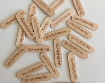 Custom Engraved Bulk Popsicle sticks, Personalized Birch Wood Food Grade Ice cream sticks, monograms, Business Logos, 200 pieces