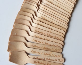 Mini cuillère en bois gravée personnalisée pour des cadeaux de fête, cadeaux pour enfants, cadeaux de douche pour mariage Cuillères à crème glacée 9,5 cm